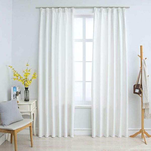 vidaXL Blackout Curtains with Hooks 2 pcs Off White 55.1x68.9"
