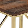 vidaXL Console Table Gold, Natural Wood Stainless Steel, Solid Sleeper Wood