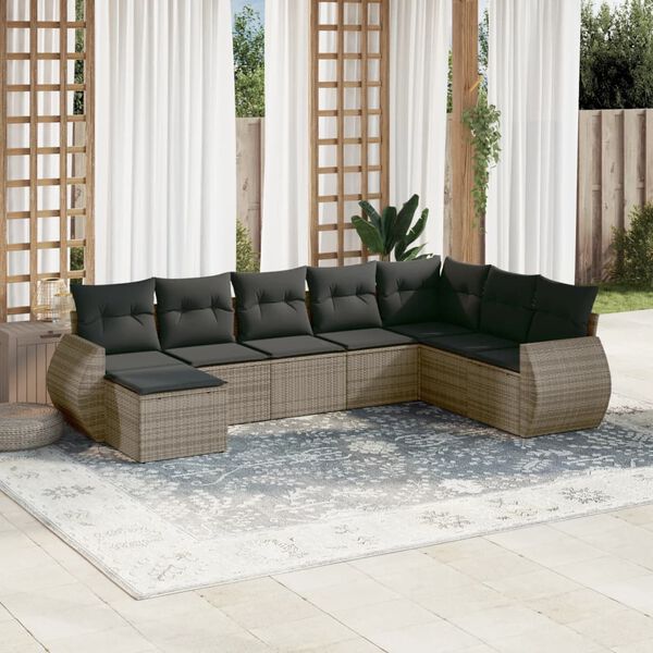 vidaXL Garden Sofa Set Grey PE rattan Medium Modular Garden Sofa Set