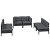 vidaXL Garden Lounge Set Black, Anthracite Solid pinewood, 100% polyester