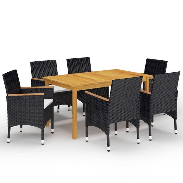 vidaXL Dining Set Black Solid acacia wood Medium Ergonomic Dining Set