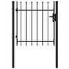 vidaXL Fence Gate Single Door with Spike Top Steel 39.4"x39.4" Black