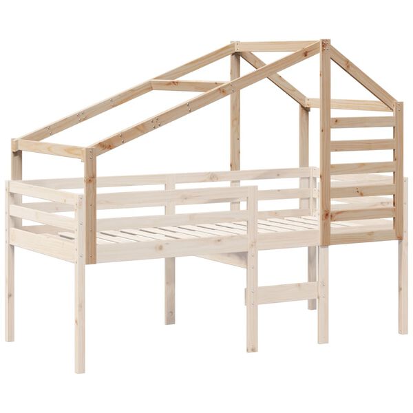 vidaXL Kids'Bed Roof Natural Pine Solid pine wood 78 x 38 x 44.5 in