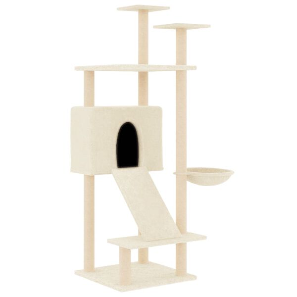 vidaXL Cat Tree Cream Engineered wood Large Cat Tree Rectangular