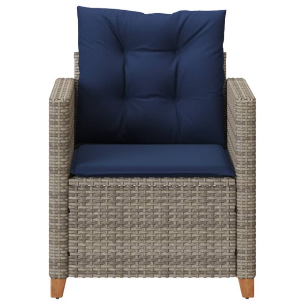 vidaXL Garden Chair Grey PE rattan, powder-coated steel, solid acacia wood