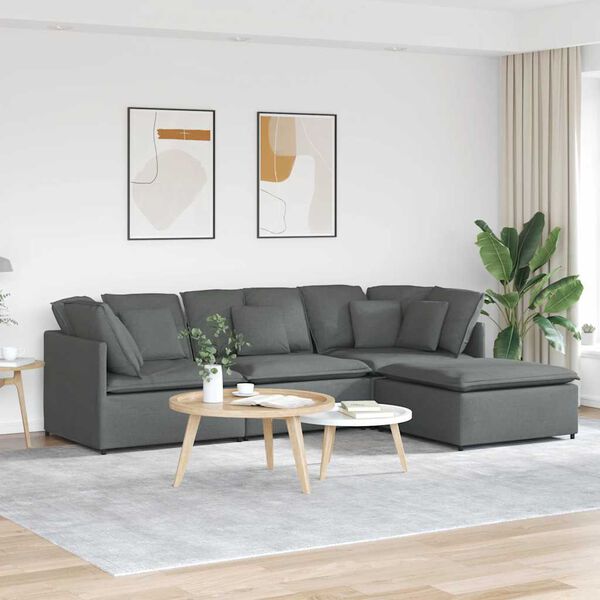 vidaXL Modular Sofa Dark Grey Fabric (100% Polyester) Large Modular