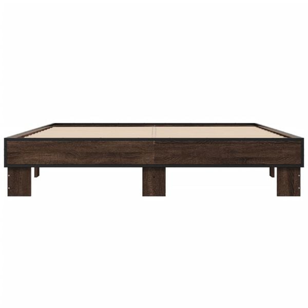 vidaXL Bed Frame Brown Oak Engineered Wood King Size Tough Rectangular