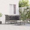 vidaXL Patio Corner Sofas with Cushions 2 pcs Grey Poly Rattan