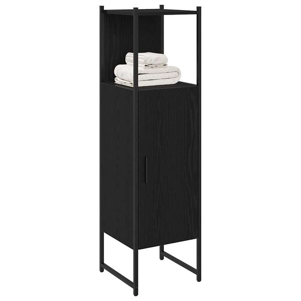 vidaXL Bathroom Furniture Set Black Oak 12.99 x 12.99 x 47.44 in