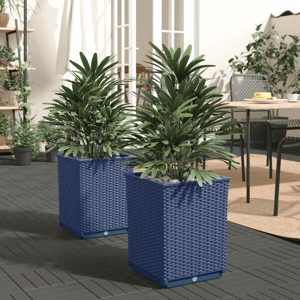 vidaXL Planter Set of 2 Blue Grey Polypropylene Medium