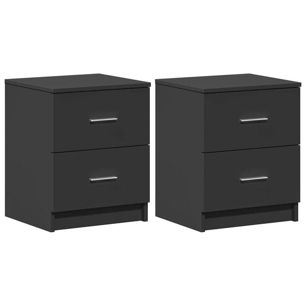 vidaXL Bedside Cabinet Set of 2 Black Engineered wood Medium