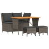 vidaXL 4 Piece Patio Dining Set with Cushions Grey Poly Rattan
