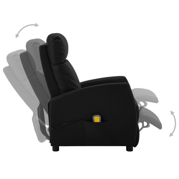 vidaXL Massage Chair Black Faux leather Standard Adjustable Armrests