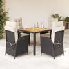 vidaXL Garden Dining Set Black PE rattan 5 Piece Adjustable Footrests