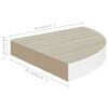 vidaXL Wall Corner Shelf Oak and White 13.7"x13.7"x1.4" MDF