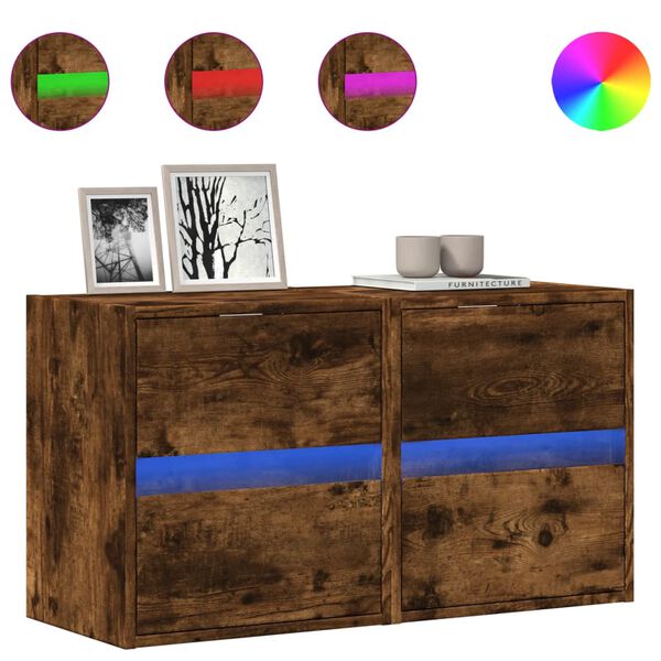 vidaXL TV Wall Cabinet Set of 2 Smoked Oak Engineered Wood