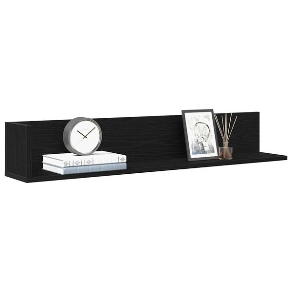 vidaXL Wall Shelf Black Engineered wood 39.4 x 6.5 x 6.5 in