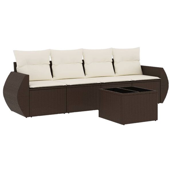 vidaXL Garden Sofa Set Brown, Cream White