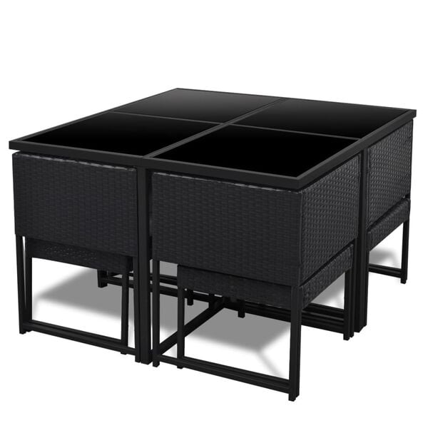 vidaXL Outdoor Dining Set Black Powder-coated steel frame 8-seater