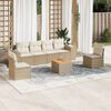 vidaXL Garden Sofa Set Beige PE Rattan 7 Piece Set Modular