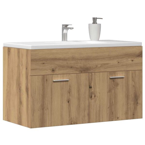 vidaXL Bathroom Sink Cabinet Artisan Oak Engineered Wood 31.5x15.2x18.1 in