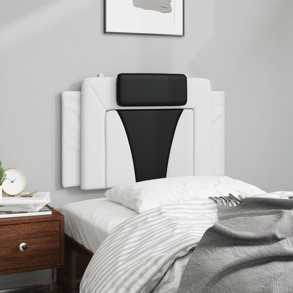 vidaXL Headboard Cushion White and Black Faux Leather Medium Detachable