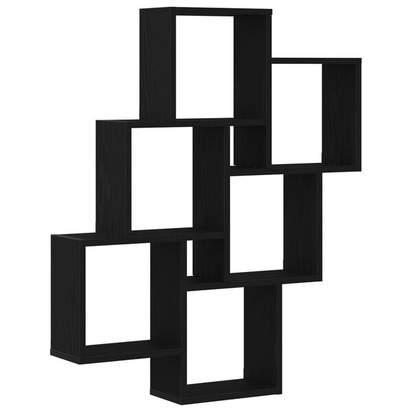 vidaXL Wall Shelf Black Oak 30.71 x 5.91 x 36.22 in Engineered Wood