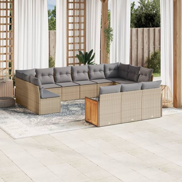 vidaXL Garden Sofa Set Beige, Light Grey