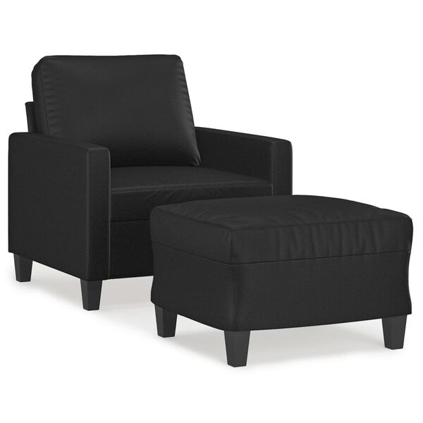 vidaXL Sofa Chair With Footstool Black