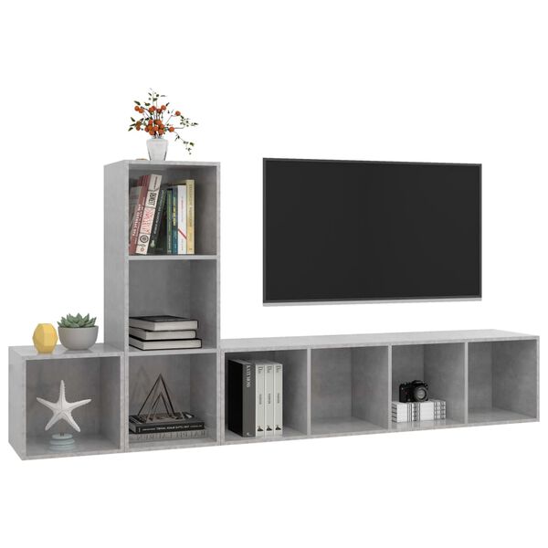 vidaXL TV Cabinet Set Concrete Grey Engineered Wood TV Cabinet Set