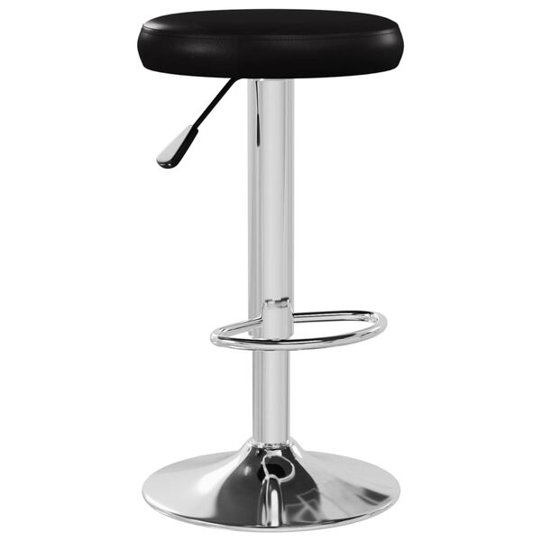 vidaXL Bar Stool Set of 2 Black Faux leather, Chromed steel Adjustable