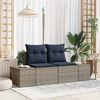 vidaXL Garden Sofa with Cushion Gray 184 x 62 x 85cm poly rattan