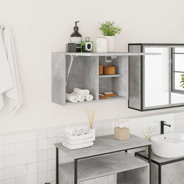 vidaXL Bathroom Wall Cabinet Concrete Grey Engineered Wood Medium