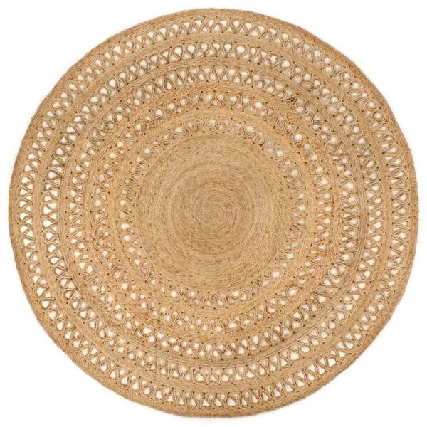 vidaXL Area Rug Natural Jute 100% Jute Medium Stylish Design Round