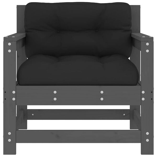 vidaXL Garden Chair Grey Solid pine wood, Plywood Standard Modular