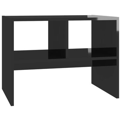vidaXL Side Table High Gloss Black 23.6"x15.7"x17.7" Engineered Wood