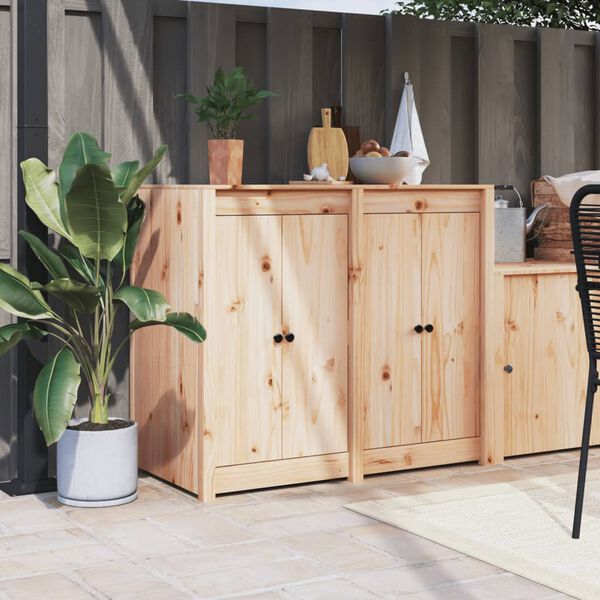 vidaXL Outdoor Kitchen Cabinet Natural Wood Solid Pine Wood Medium
