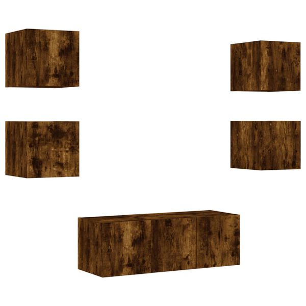 vidaXL TV Wall Unit Smoked Oak Engineered Wood