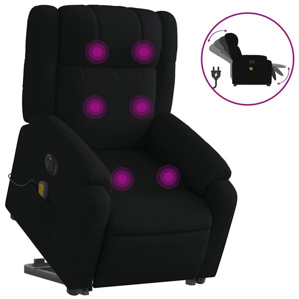 vidaXL Electric Stand Up Massage Recliner Chair Black