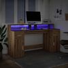 vidaXL Desk with LED Lights Artisian Oak 63.0x21.7x35.8" Engineered Wood