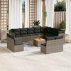 vidaXL Garden Sofa Set Grey PE rattan Large Removable Covers