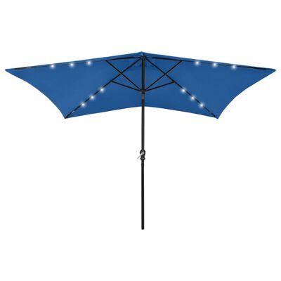 vidaXL Parasol with LEDs and Steel Pole Azure Blue 6.6'x9.8'