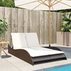 vidaXL Patio Sun Lounger Brown with cream cushions