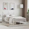 vidaXL Bed Frame White Powder-Coated Steel Full Bed Frame Rectangular