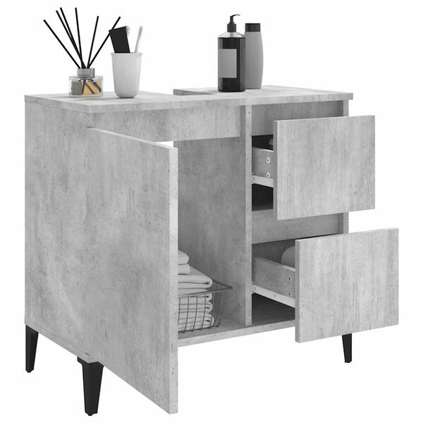 vidaXL Bathroom Cabinet Concrete Gray Engineered Wood Medium