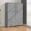 vidaXL Wardrobe Dark Gray Solid pinewood, MDF Medium Wardrobe