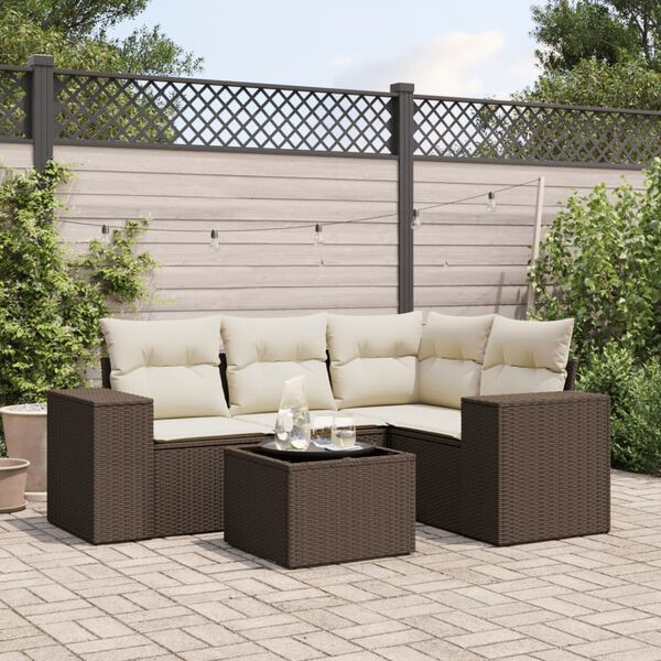 vidaXL Garden Sofa Set Brown PE rattan Medium Module