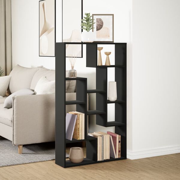 vidaXL Bookcase Black Engineered Wood 28.3 x 7.9 x 47.2 in Bookcase
