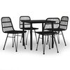 vidaXL Garden Dining Set Black Poly Rattan Medium Durable