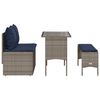 vidaXL 3 Piece Patio Dining Set with Cushions Gray Poly Rattan